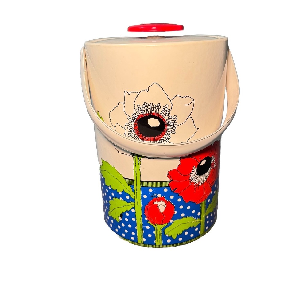 VTG Georges Briard MCM Anemone‎ Ice Bucket Set Scaroni Italy Tongs Polka Poppy